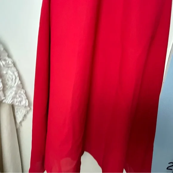 Vintage‎ Y2K Perceptions Bright Red Party Dress Midi Size 10 - Picture 6 of 15